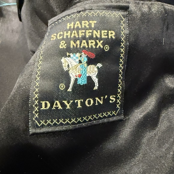 Hart Schaffner & Marx Dayton's Black Pure Virgin Wool Overcoat 44R Union Tags - Picture 4 of 10
